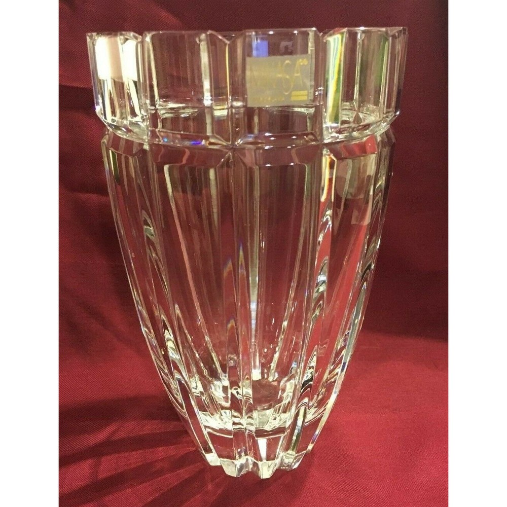 Vintage Mikasa Reflections Crystal Vase Heavy With Tag Yugoslavia 1990s